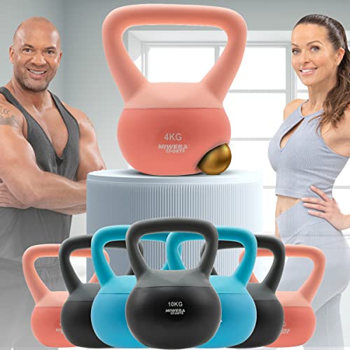 Miweba Sports Soft Kettlebell KB-100 | 4/6 / 8/10 kg Gewichte - Kugelhantel Weich - Kugelgewicht - Schwunghantel - Hanteln - Hantel für Indoor & Outdoor - Bodenschonend (4.0 kg Rosa) Cover