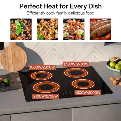 Image of Empava 24 Inch Electric Stove Induction Cooktop with 4 Power Boost Burners Smooth Surface Vitro Ceramic Glass in Black 240V