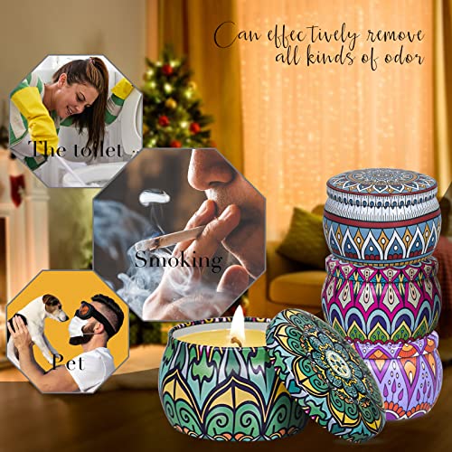 Scented Candles Aromatherapy Gift Set: 4 Pack Gardenia,Jasmine,Lavender Osmanthus Large Size Natural Soy Wax Candle 4.4 Oz Travel Tin Fragrance Relaxing Stress Relief Aroma Home Best Gift for Women - Image 4