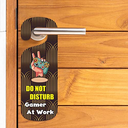 Image of KREEPO Do Not Disturb Gamer at Work MDF Door Sign Hanger Size(24cm x 8.5cm) kr44