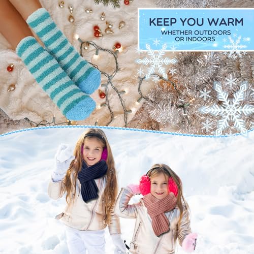 Image of Handepo 60 Pairs Women Fuzzy Socks Bulk Winter Warm Soft Fluffy Crew Sleeping Slipper Socks for Back to School Birthday Gifts