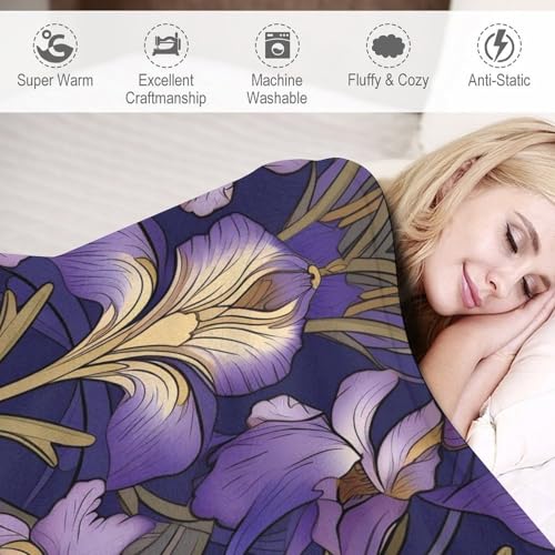 Couverture fleur en polaire douce 150x200cm pour lit et canapé