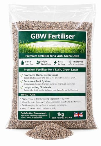 Premium Lawn Fertiliser 1kg - Fast Acting - Delivers Lush Green Grass - Deep Roots & Rich Soil - Pet Safe - Tailored to UK Climate - 100% Refund (1kg)