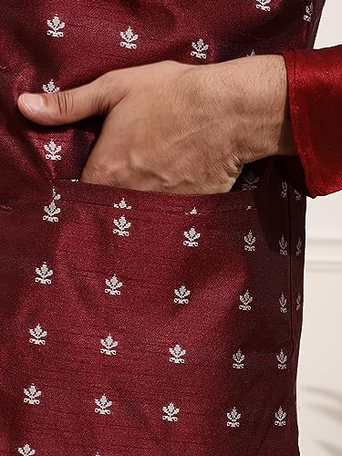 Image of SOJANYA (Since 1958 Men's Silk Blend Kurta Pyjama & Printed Nehru Jacket Combo