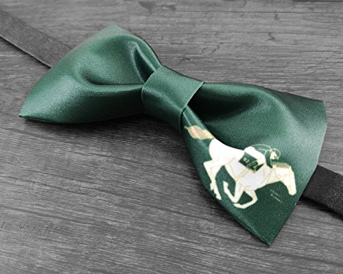Image of GUUNIEE Men's Satin Silk Racehorse Bow Ties Pre-tied Solid Horse Racing Bowtie