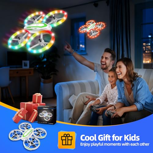 Mini Drone for Kids Beginners, RC Quadcopter Drone with Colorful Light, One Key Start, Altitude Hold, Headless Mode, 3D Flips, Indoor RC Helicopter Toy for Boys and Girls - image 3