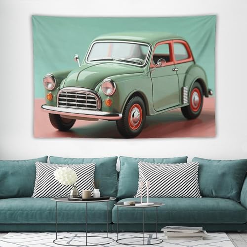 Tapisserie murale voiture vintage tissu léger grand format déco chambre