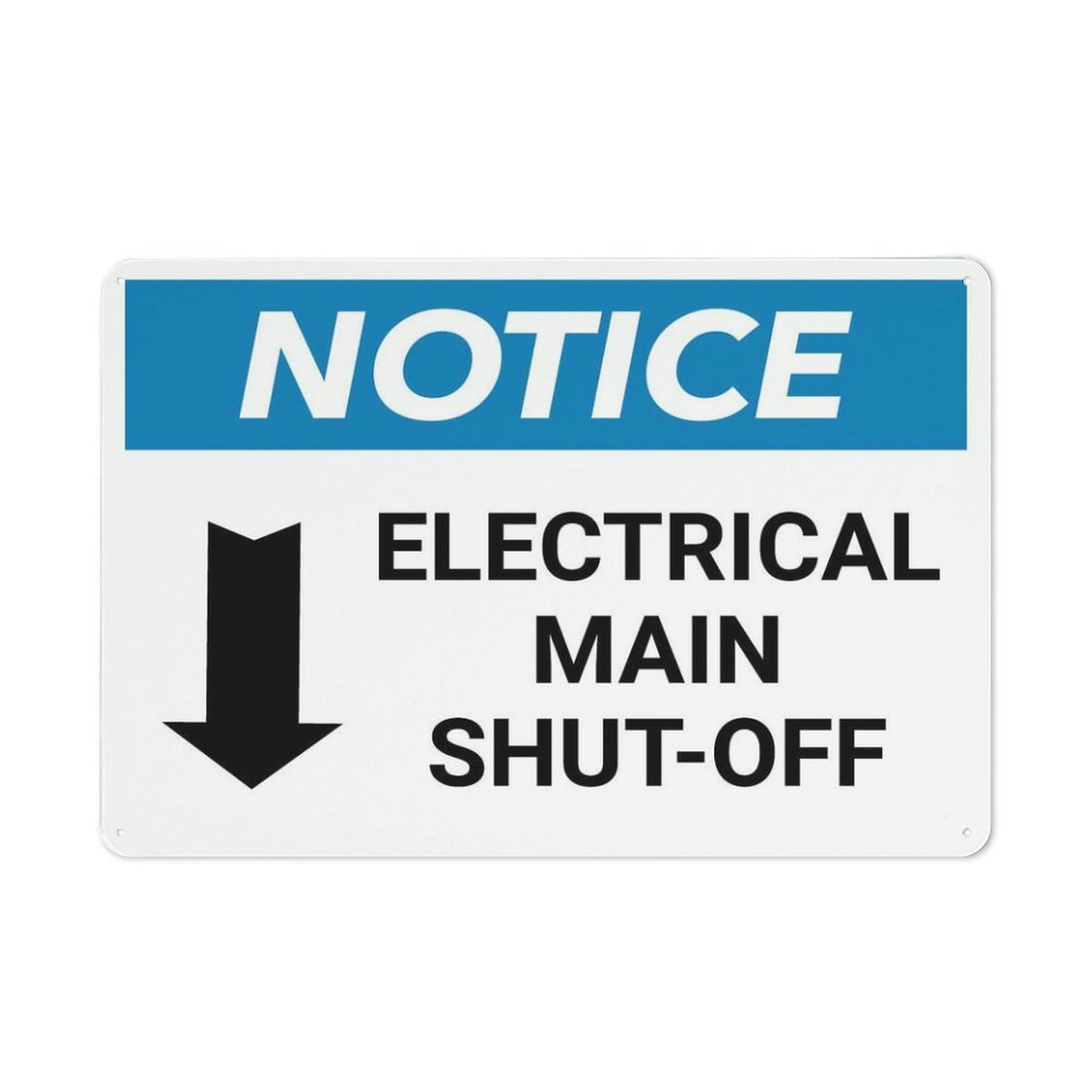 Xewazd A29 8"X12" Retro Vintage Notice Sign - Electrical Main Shut-Off (Landscape) | With Down Arrow | Wall Decor Plaque For Home Bar Pub Kitchen Restaurant