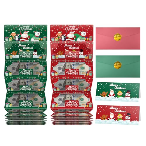 El Mejor Listado de Soportes para tarjetas de navidad los mejores 5. 48 JWSCYSY - 2 sobres de tarjetas de regalo de Navidad para dinero en efectivo, soporte para dinero con 10 ranuras para efectivo, regalos sorpresa de Navidad para hombres, mujeres,...
