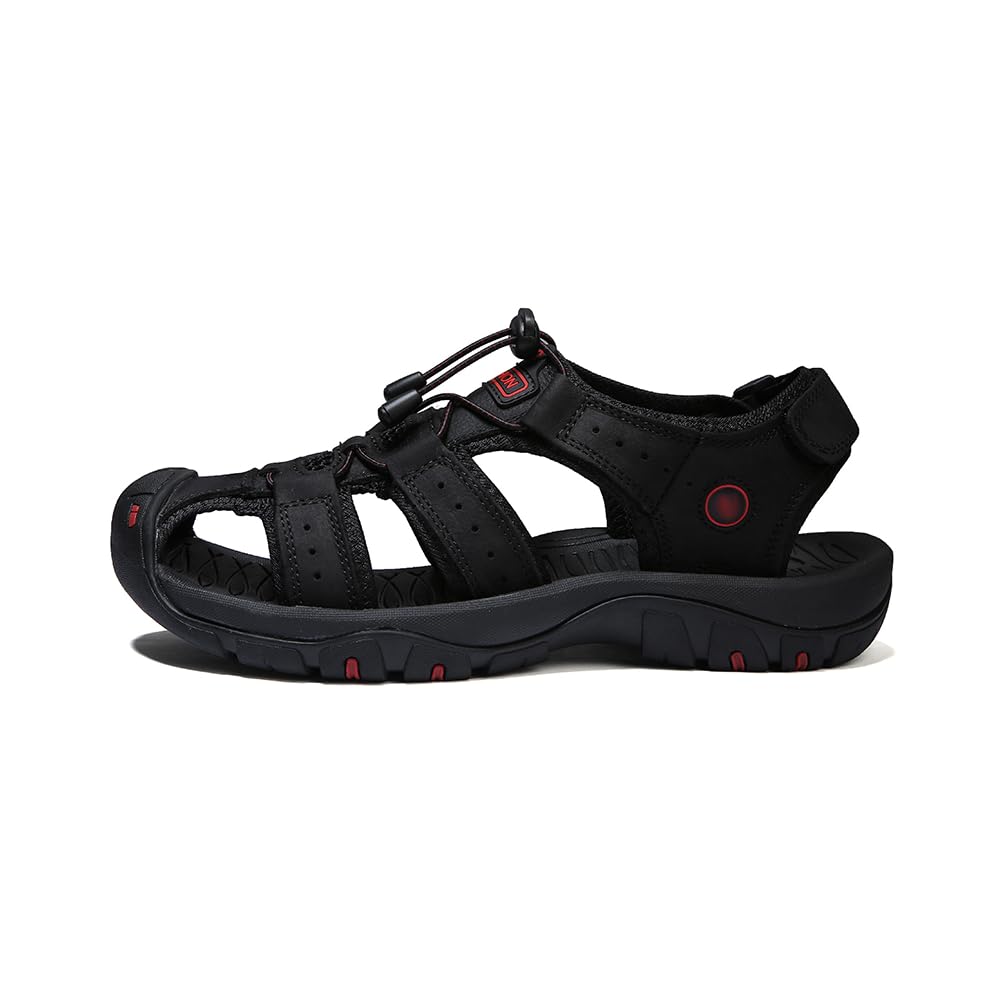 Sandali da uomo con punta chiusa, scarpe da spiaggia in pelle da pescatore d'acqua salata, impermeabili, per sport e escursioni