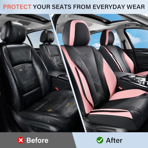 Image of Coverado Front Car Seat Covers, 2 Pack Seat Covers Front Seats, Waterproof Driver Seat Covers Universal Fit for Most Cars SUV Trucks (Front, Blackpink)