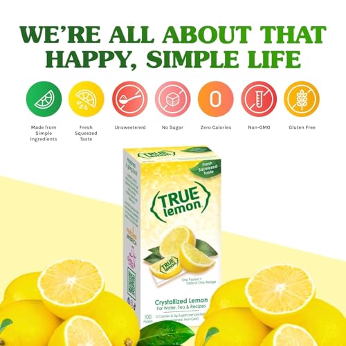 TRUE LEMON Water Enhancer, Bulk Dispenser, 100 Count, 0 Calorie Drink Mix Packets - image 6