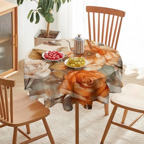 Nappe de table ronde antitache beige clair pour repas sans stress - 6