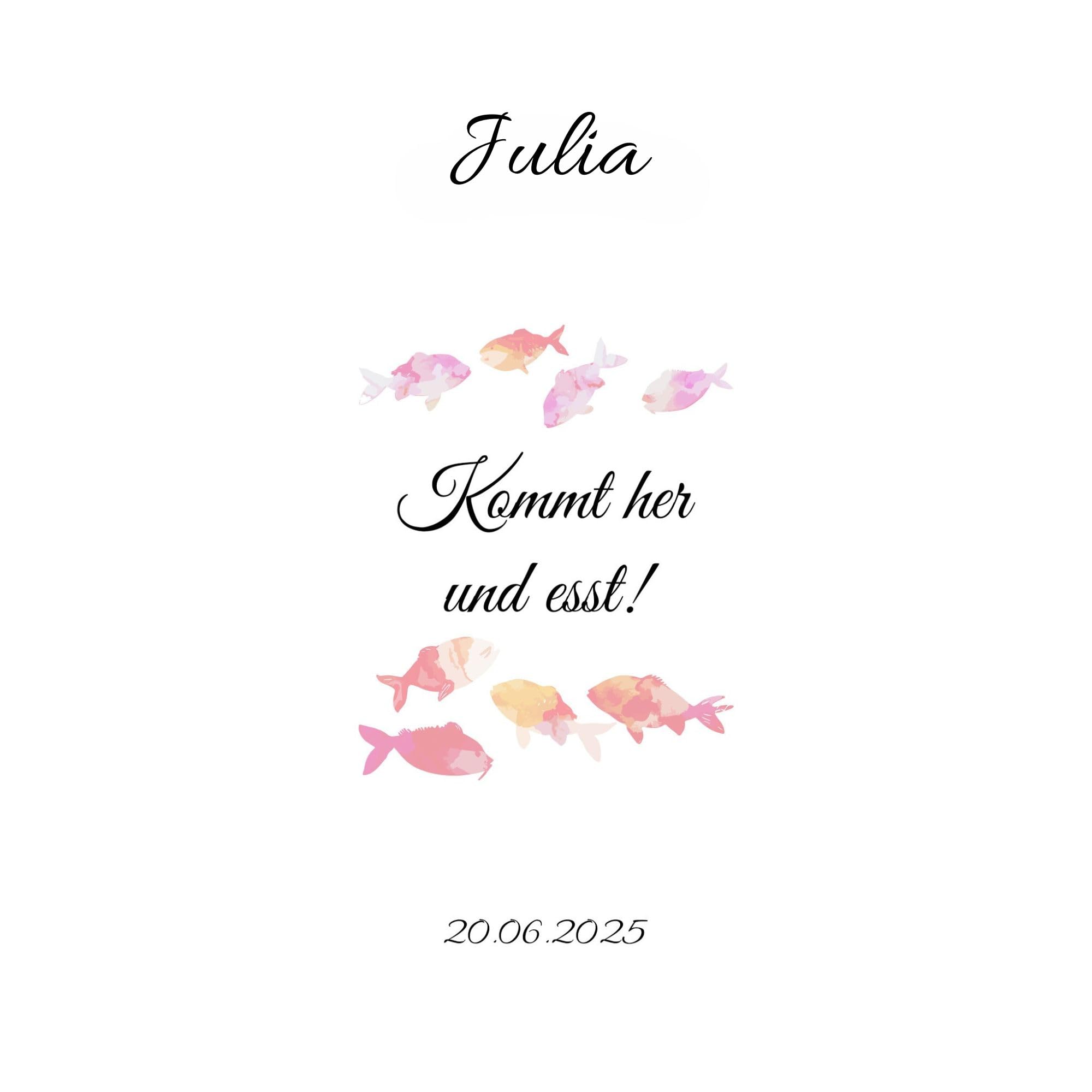 MilaBoo® Personalisierte Kerzentattoos für Taufe, Kommunion, Konfirmation, Hochzeit (Fisch rosa)