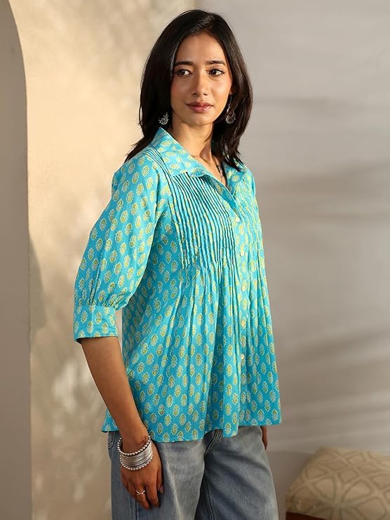 Image of Libas Printed Cotton A-Line Kurti for Women