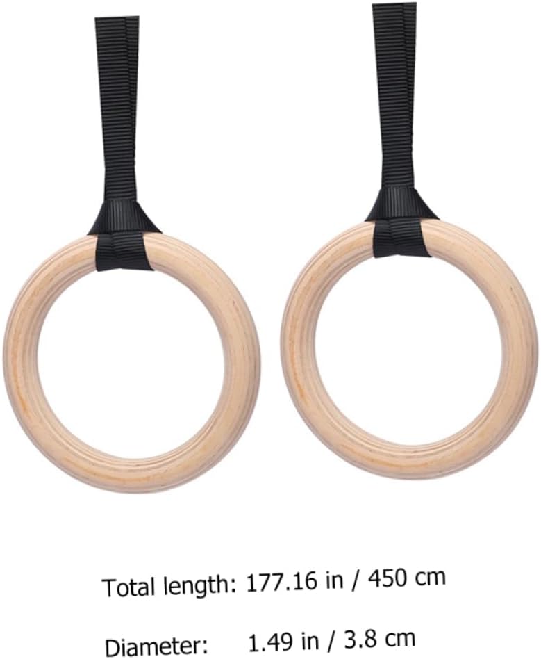 Wood Gymnastics Rings Adjustable Fitness Rings for Strength Training Versatile Exercise Equipment for Pull Ups Dips and Full Body Workouts Includes Heavy Duty Straps