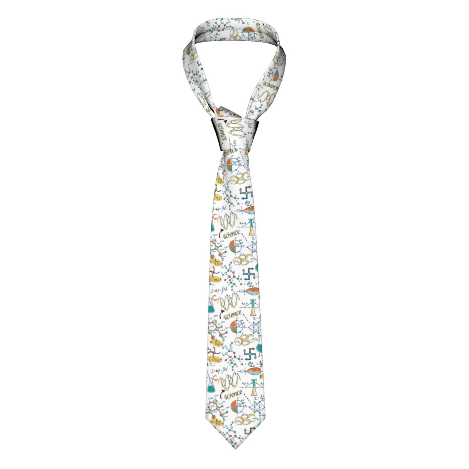Vhomes Unisex As Picture Men's Tie Science Lab Education Biology Chemistry Printed Novelty Formal Wedding Party Neck Ties For Boys