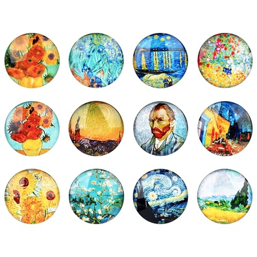 Set de 12 imanes decorativos de vidrio para refrigerador, 3 cm diámetro miniatura 1