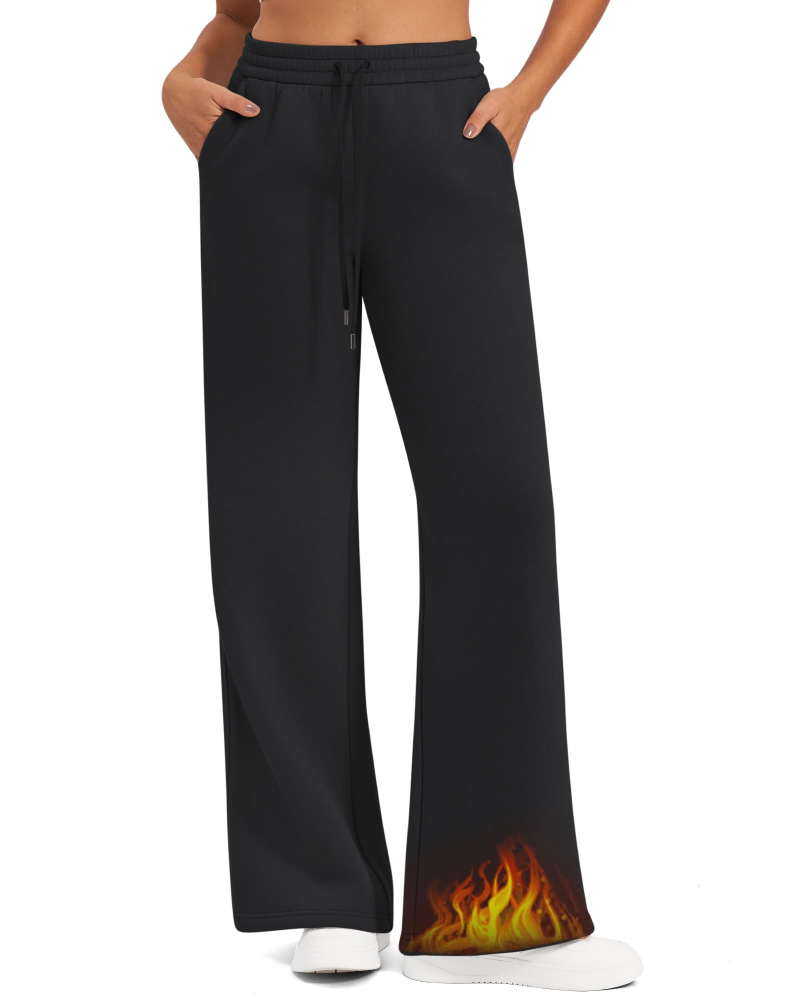 G4Free Flurrylux Fleece Lined Sweatpants Women Cotton Thermal Warm Wide Leg Pants with Pockets