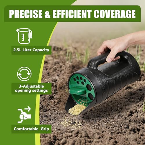 Distribuidor manual ajustable para semillas y fertilizante miniatura 2