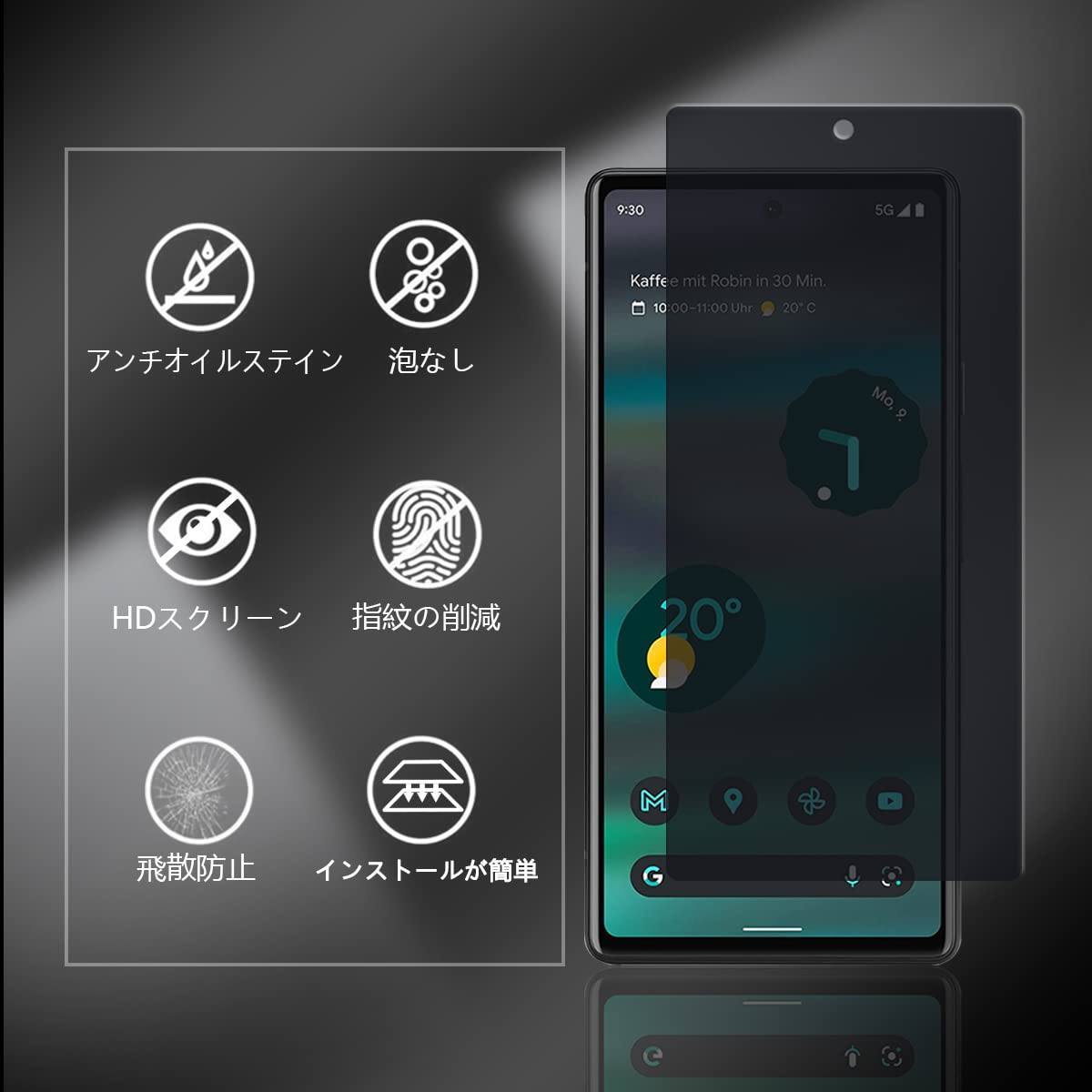 Amazon | For Google Pixel 6A ガラスフィルム 覗き見防止 AnnhanT