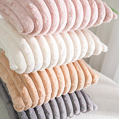 Deeland Pack Of 2,Double-Sided Faux Fur Plush Decorative Throw Pillow Covers Fuzzy Striped Soft Pillowcase Cushion Covers For Sofa Couch Bedroom #TOP5