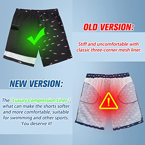 Image of American Trends Mens Swim Trunks Compression Lined Swim Shorts for Outdoor Bathing Suit Shorts, Shark Pink, X-Large
