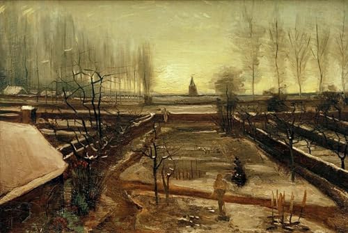 Tableau Van Gogh Der Pfarrgarten à Nuenen Grand Format 60x90cm aux Détails Hivernaux Saisissants