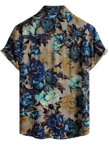 Image of JOTOOK Mens Hawaiian Shirt Short Sleeve Button Down Tropical Shirts Casual Floral Summer Beach Shirt