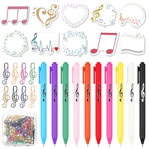 AmazingSpark 50 Pcs Music Notes Pens Music Themed Paperclips Musical Sticky Notes Gifts for Piano...