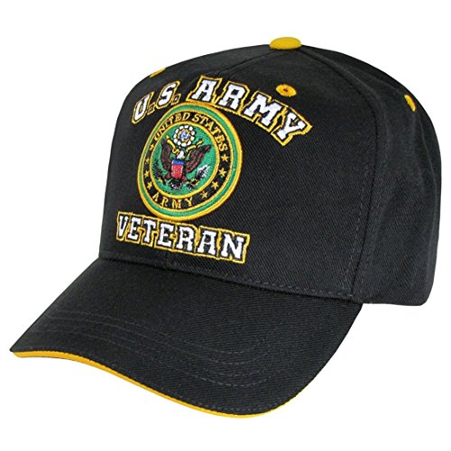 US ARMY Veteran Embroidered Baseball Cap Hat Black One Size Fits Most