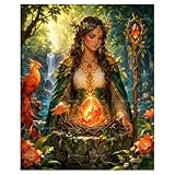Figure Paint By Numbers Kit For Adults - Diy Phoenix Guardian With Glowing Egg Painting On Canvas 16X20 In, Acrylic Paint Set, Suitable For Beginners, Wall Art For Home Decoration Or Gifts, Unframed