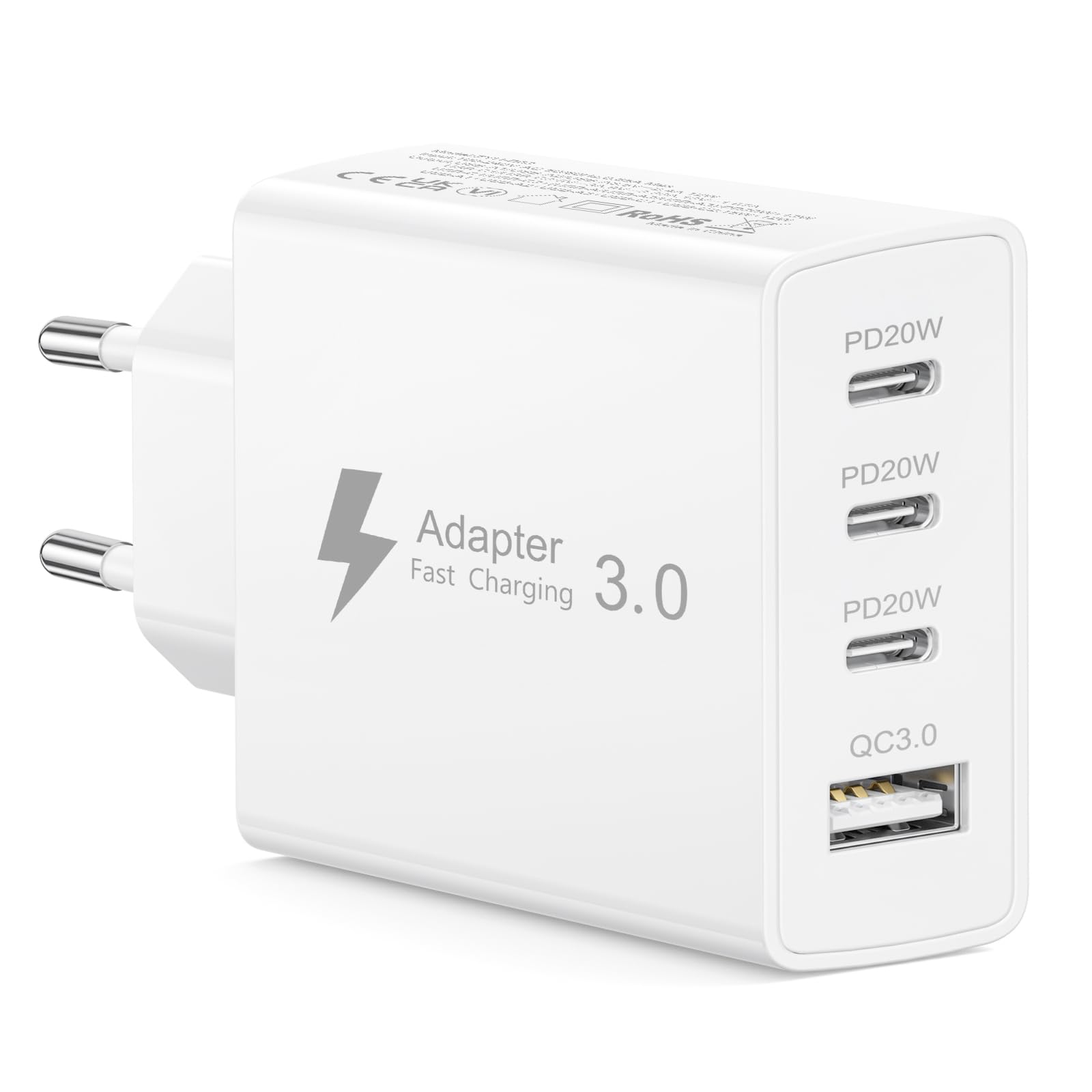 Ładowarka USB-C 50W, 4 porty, szybka ładowarka wieloportowa USB-C, wtyczka ładowania USB C, wtyczki wieloportowej USB,szybka ładowarka do iPhone'a 17 16 15 14 13 12 11 Pro Max, Samsunga Galaxy S25 S24
