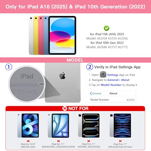 Image of RAYMCRAFT for iPad 11th (A16, 2025) / 10th Generation Case with Keyboard, Mouse and Detachable Wireless Keyboard, 7-Color Backlight, Slim Case with Pencil Holder, Sparkling Pink