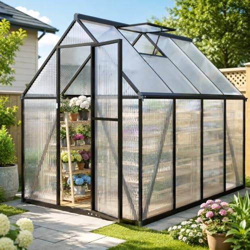 FLY BY YAN 6×8 Polycarbonate Greenhouse