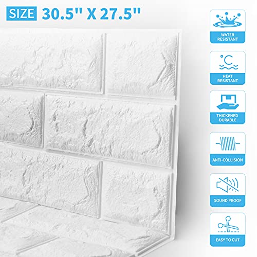 Art3D 5-Pack Self-Adhesive Foam Brick Wall Panels For Interior Wall Decor, White Brick Wallpaper, Covers 29 Sq.ft #TOP1