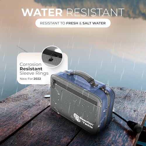 Image of Reaction Tackle Deluxe Bait Binder, Water Resistant Soft Bait Storage System for Soft Plastics and Rigs with Zippered Sleeves, 4 Sleeves Double Pocket