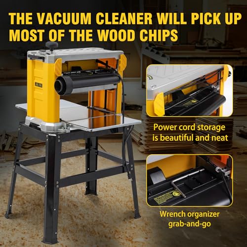 Cxrcy Benchtop Planer, Three-Solid Steel Blade Benchtop Thickness Planer thumb #5