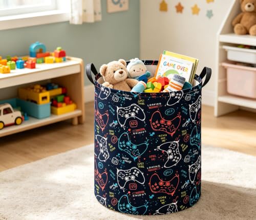 Image of Kids Laundry Basket Baby Hamper for Nursery Storage Bin Organizer (Game)
