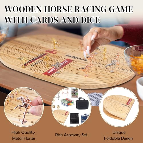 Juego de mesa Horse Race madera plegable 24.8in miniatura 4
