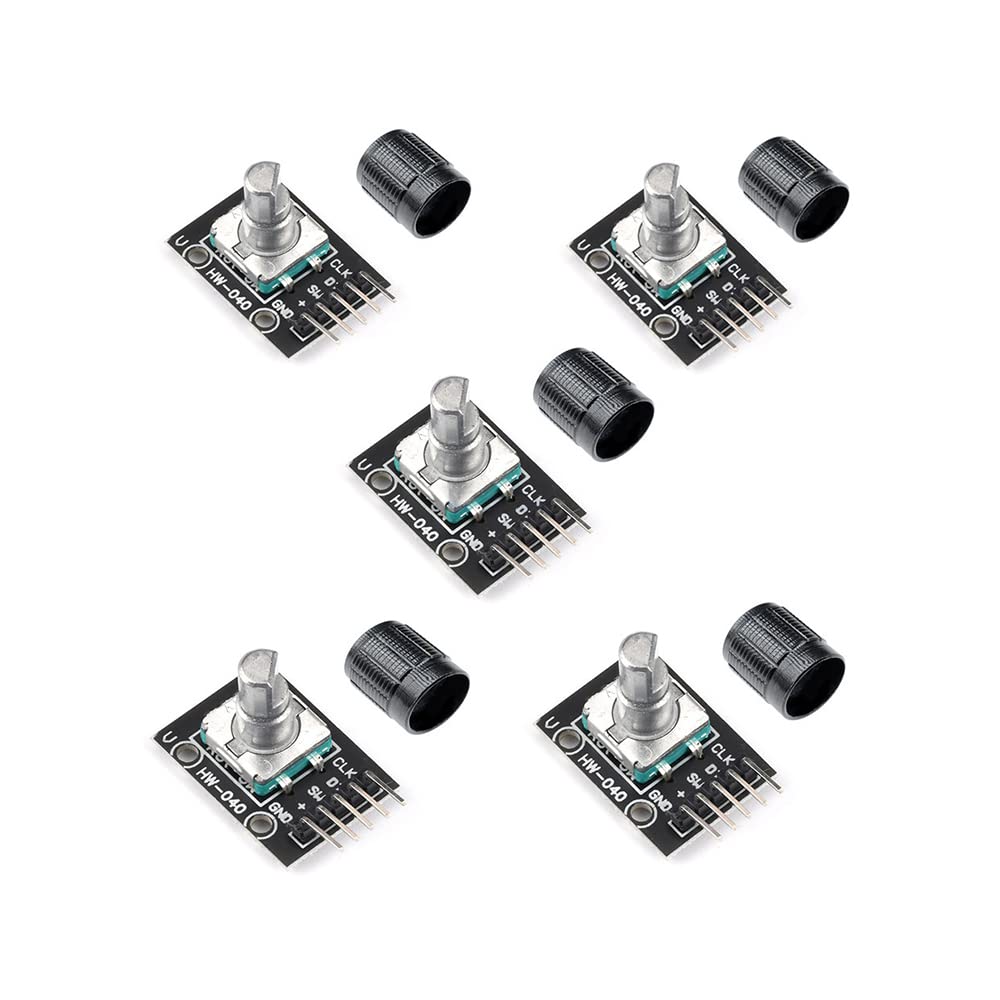 5PCS KY-040 Rotary Encoder Module with 15x16.5 mm Potentiometer Rotary Knob Cap