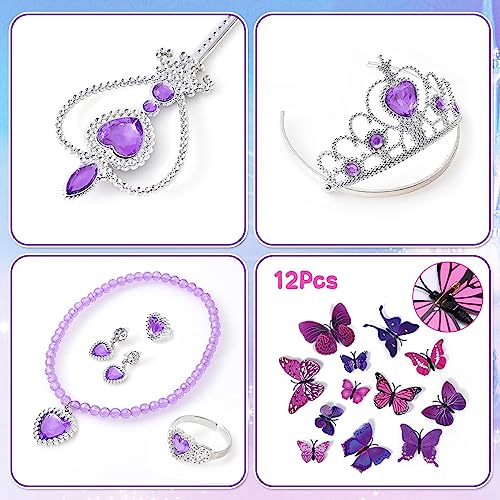 Disfraz completo de princesa para niñas con peluca y accesorios miniatura 5