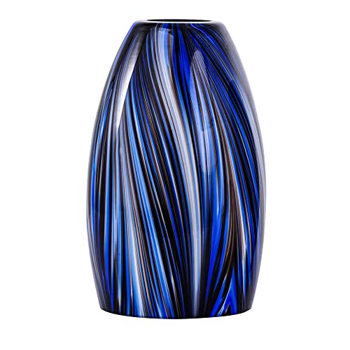 Image of Karyfine Oval Glass Lamp Shade Only Art Glass Lamp Covers Light Fixture Replacement for Kitchen Island Mini pendant Ceiling Lights Chandelier Hand Blown Glass Shade Replacement (Brown and Blue)