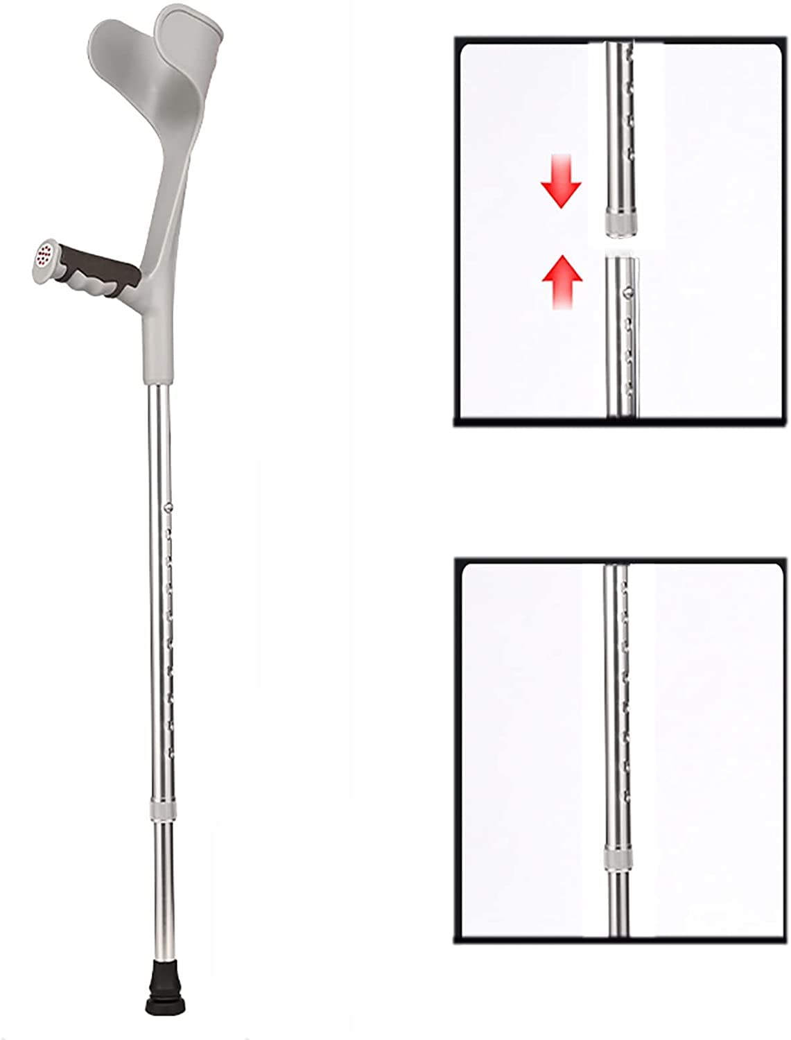 Muletas de Codo Plegables, diseño ergonómico de aleación de Aluminio, Ayuda para Caminar Engrosada Antideslizante portátil, muletas para Axilas Tipo Brazo, bastón telescópico Ajustable Gris 1