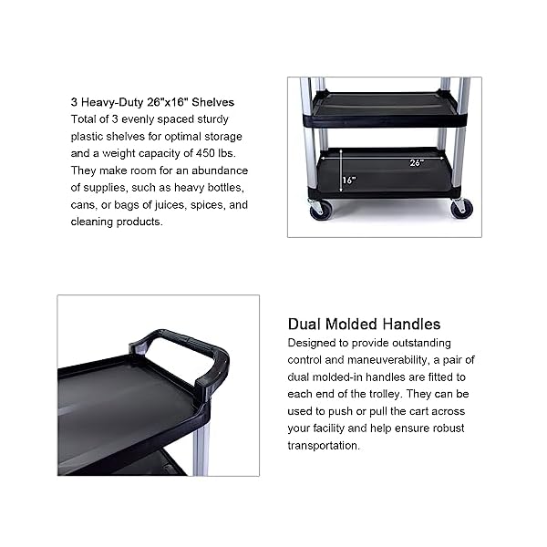 Commercial-Heavy-Duty-Utility-Service-Cart-3-Shelf-450-Lbs-Max-Capacity-Rolling-Utility-Cart-W-33-x-H-37-x-D-16-Black Commercial-Heavy-Duty-Utility-Service-Cart-3-Shelf-450-Lbs-Max-Capacity-Rolling-Utility-Cart-W-33-x-H-37-x-D-16-Black