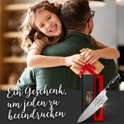 Küchenmesser Scharf Vatertagsgeschenke für Papa - 34cm Kochmesser Profi Messer für Geburtstag, Geschenk Vatertag für Papa Männer Vater Opa, Fleischmesser Extrem Scharf, Deutschem Edelstahl Chefmesser 2