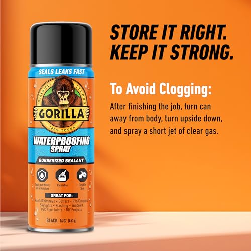 Gorilla Waterproofing Spray, Black, 16 oz, Flexible Rubberized Sealant - image 7