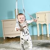 Handheld Baby Walker with Self-Adaptable Rings, Safety Baby Walking Learning Assistant Harness Toddler Practice Walk Helper for 7-24 Months Baby Boys & Girls - Grey