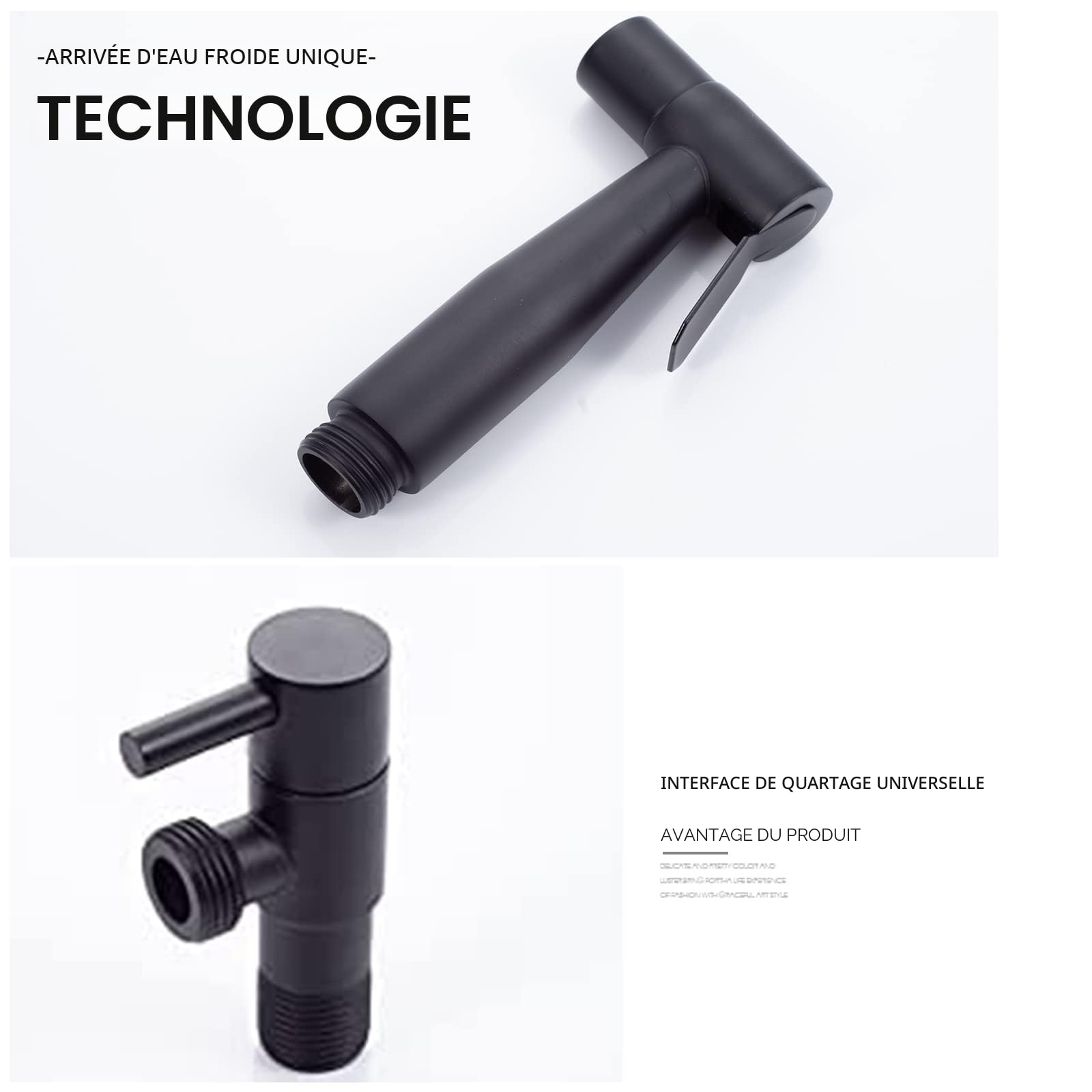 [LOSCHEN] Pulvérisateur de toilettes pour bidet et de toilettes en acier inoxydable, Kit de pulvérisateur de bidet, pulvérisateur de robinetterie Pulvérisateur de WC Shattaf (noir)