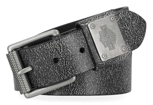 Harley-Davidson Women's Cracked Earth Bar & Shield Leather Belt, Black